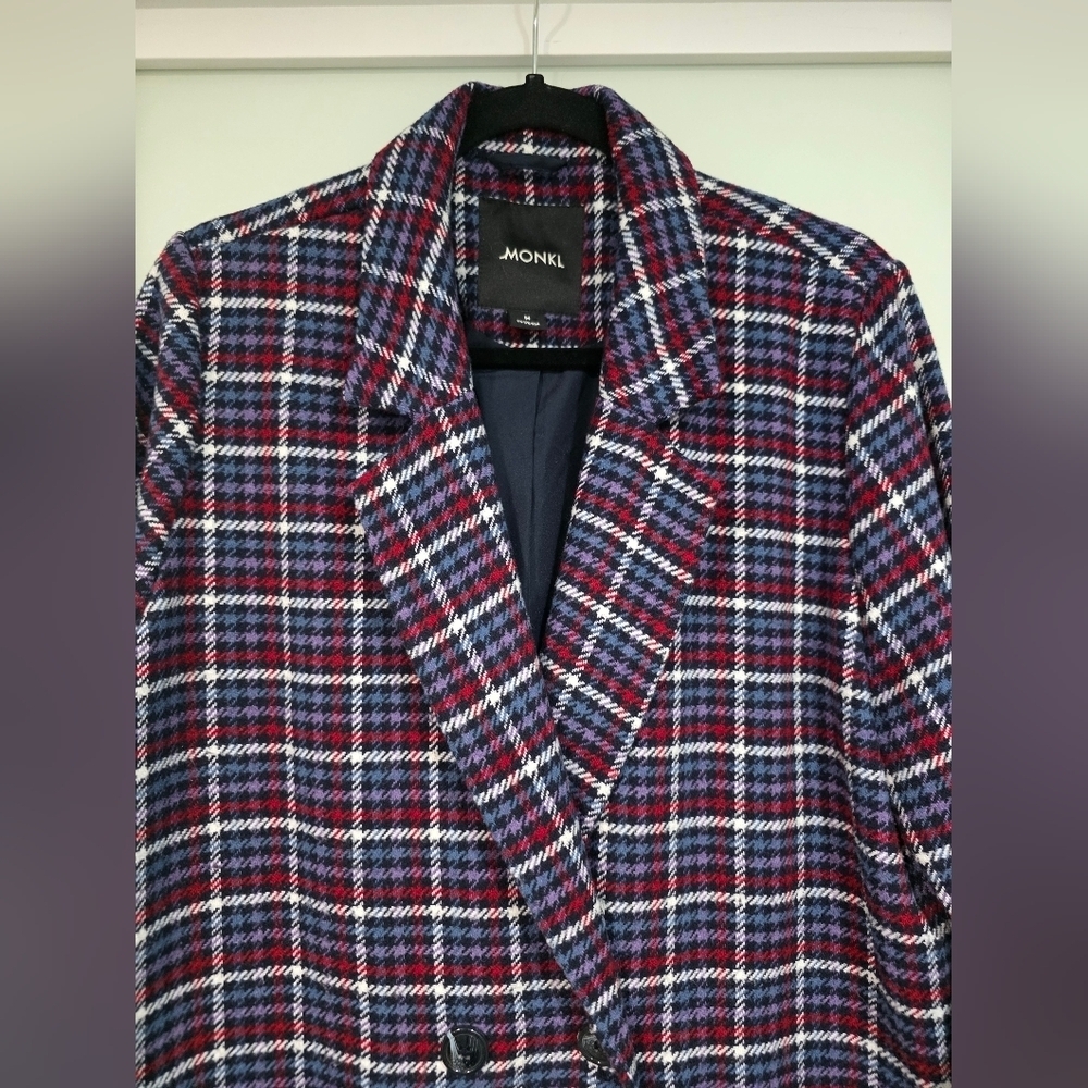 NWOT Monki Double Breasted Plaid Blazer Sz M - Picture 3 of 16